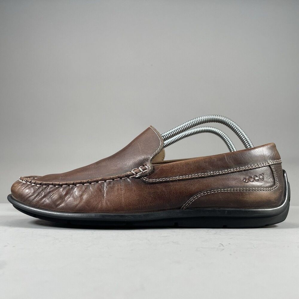 ECCO Classic Moc Men’s EU 42 8-8.5 Slip On Driving Loafer Brown Leather Shoe EUC